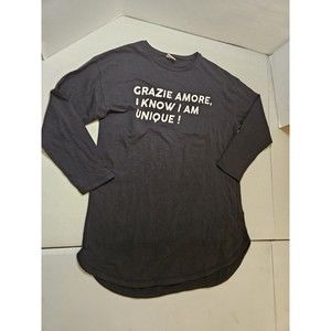 Zara Grazie Amore I Am Unique Tunic T-Shirt Dress Sz 13-14 Girls Black Oversized